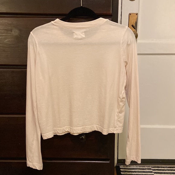 NWOT MATE The Label Organic Cotton Ling Sleeve Crop Tee - Bone - Picture 2 of 6